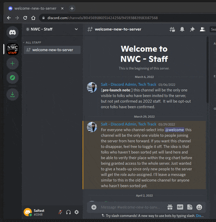 NWC44 Discord Staff Server Channel Selection Example GIF.